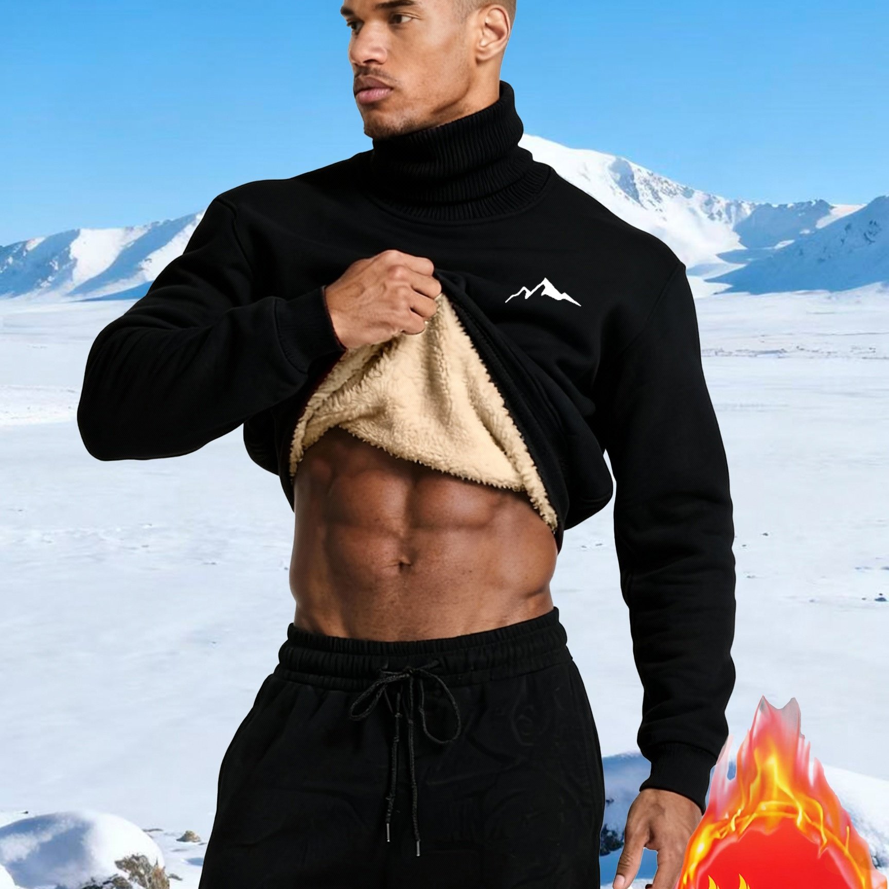 TEMU New High-neck Thermal Top Christmas Gift Men's Autumn And Winter Thermal Top Men's Gift Autumn And Winter Comfortable Warm Casual Pullover