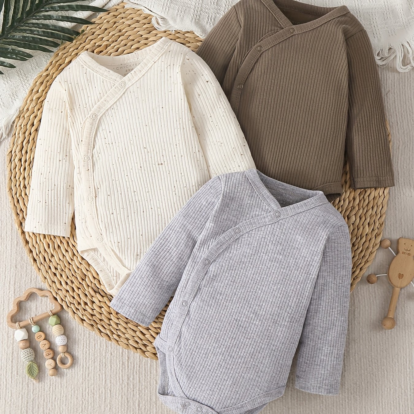 Image of 3pcs Autumn Cartoon Newborn Long Sleeve Baby Boys And Girls Bodysuit Soft Baby Clothes For Outdoor