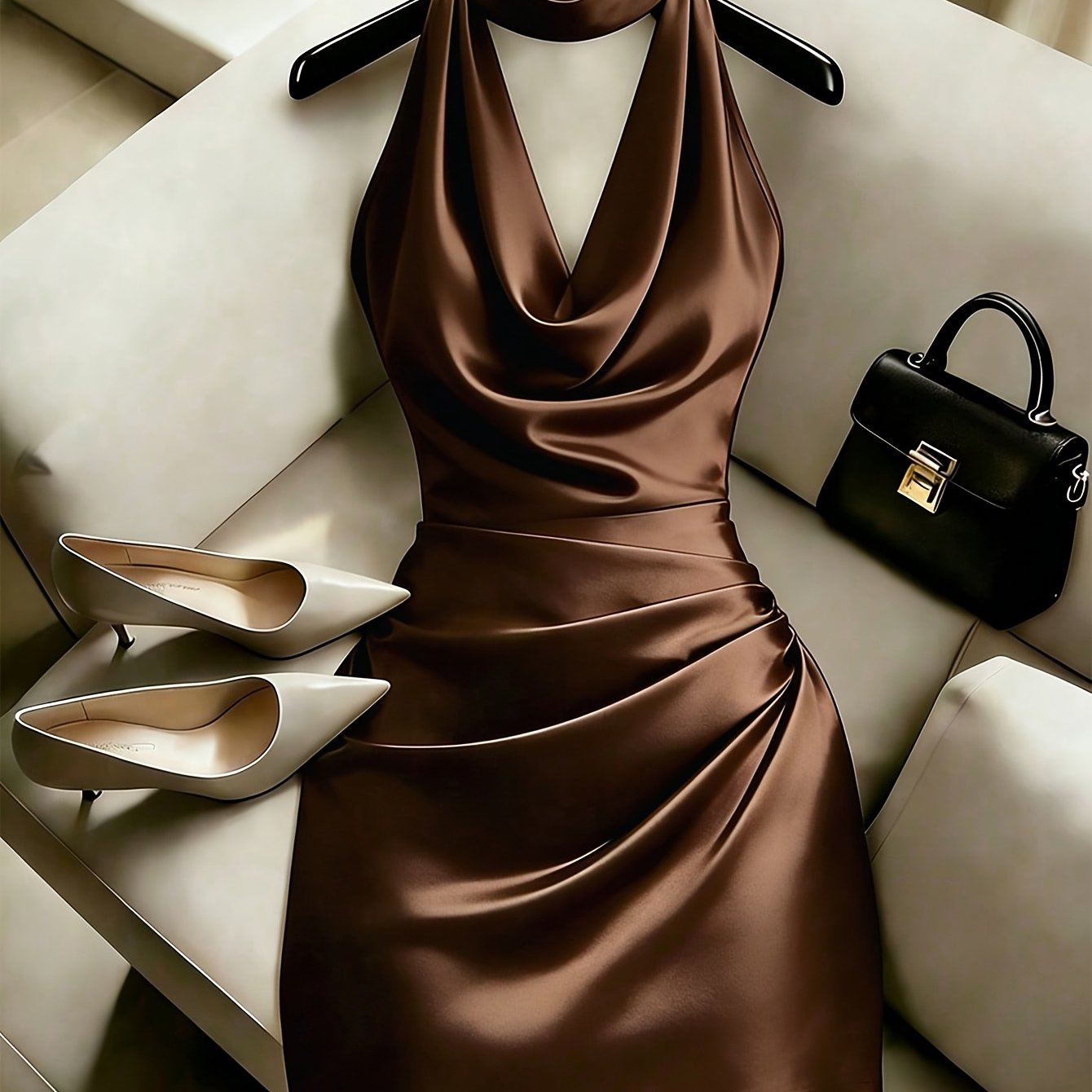 TEMU Elegant Strapless Slim-fit Mini Dress, - Ruffle Waist Night-out Outfit, Business Casual Party Wear