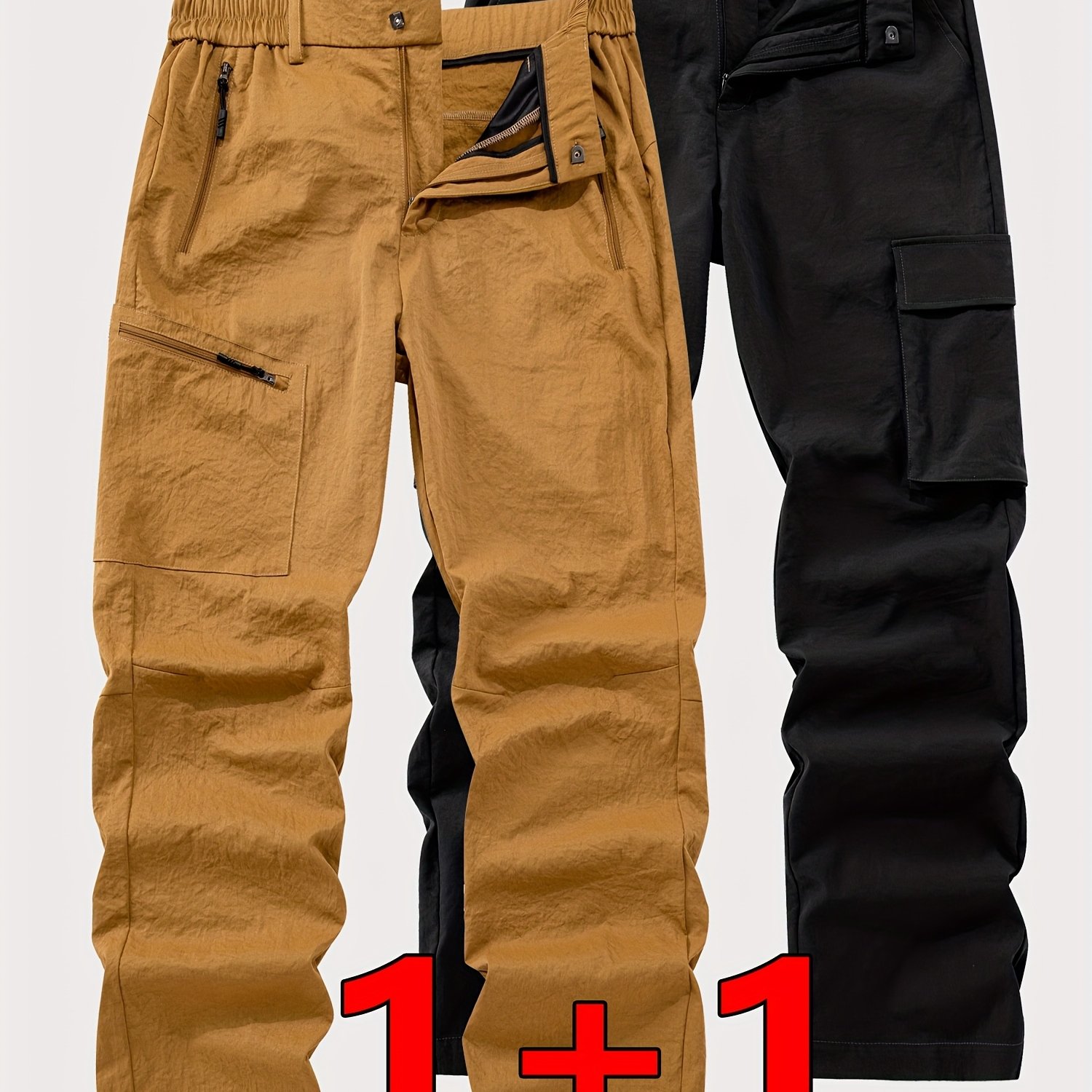 TEMU 2pcs Men's Fashion Cargo Pants, Multi-pocket Trousers, Men's Casual Pants, Outdoor Hiking Cargo Pants, Casual Long Pants, Suitable For Outdoor