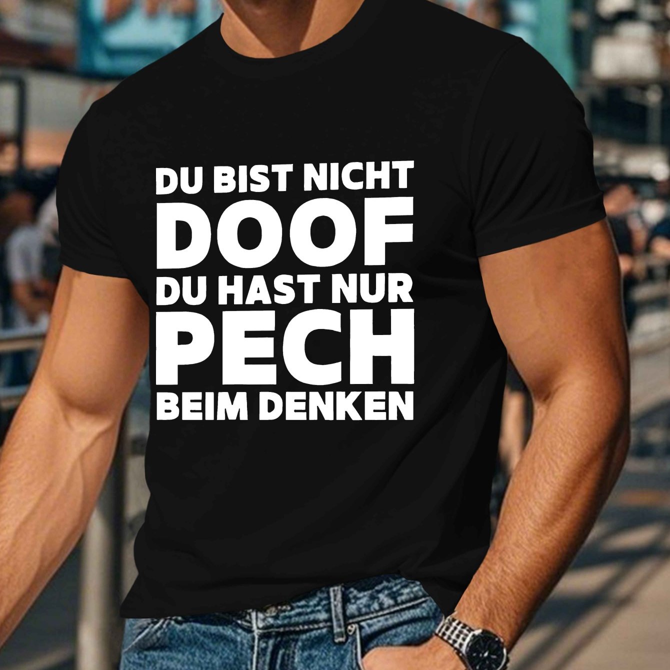 E-shop Interessantes deutsches Herren-Kurzarm-T-Shirt Sommer T-Shirt Oberteil