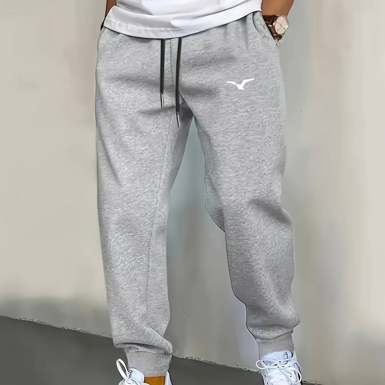 TEMU Winter Casual Outdoor Drawstring Pants, Men's Casual Elastic Waist Joggers