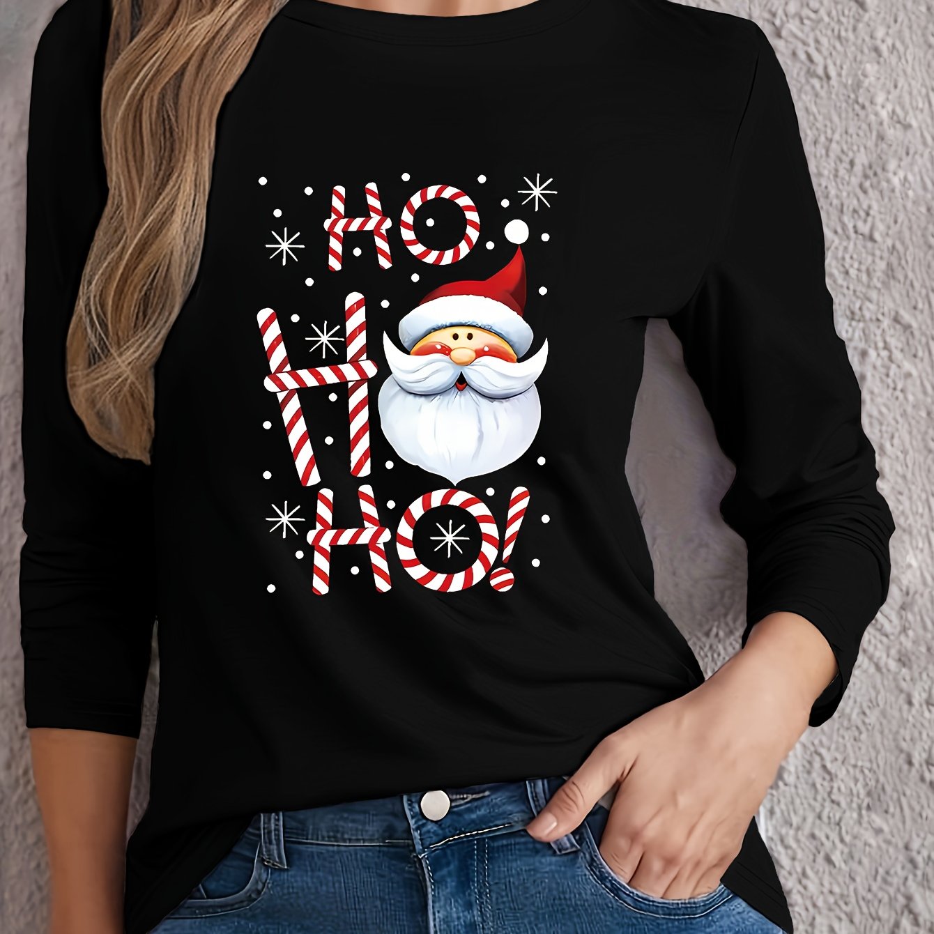 TEMU Graphic Print T-shirt, Long Sleeve Crew Neck Casual Top For Spring & Fall, Women's Clothing