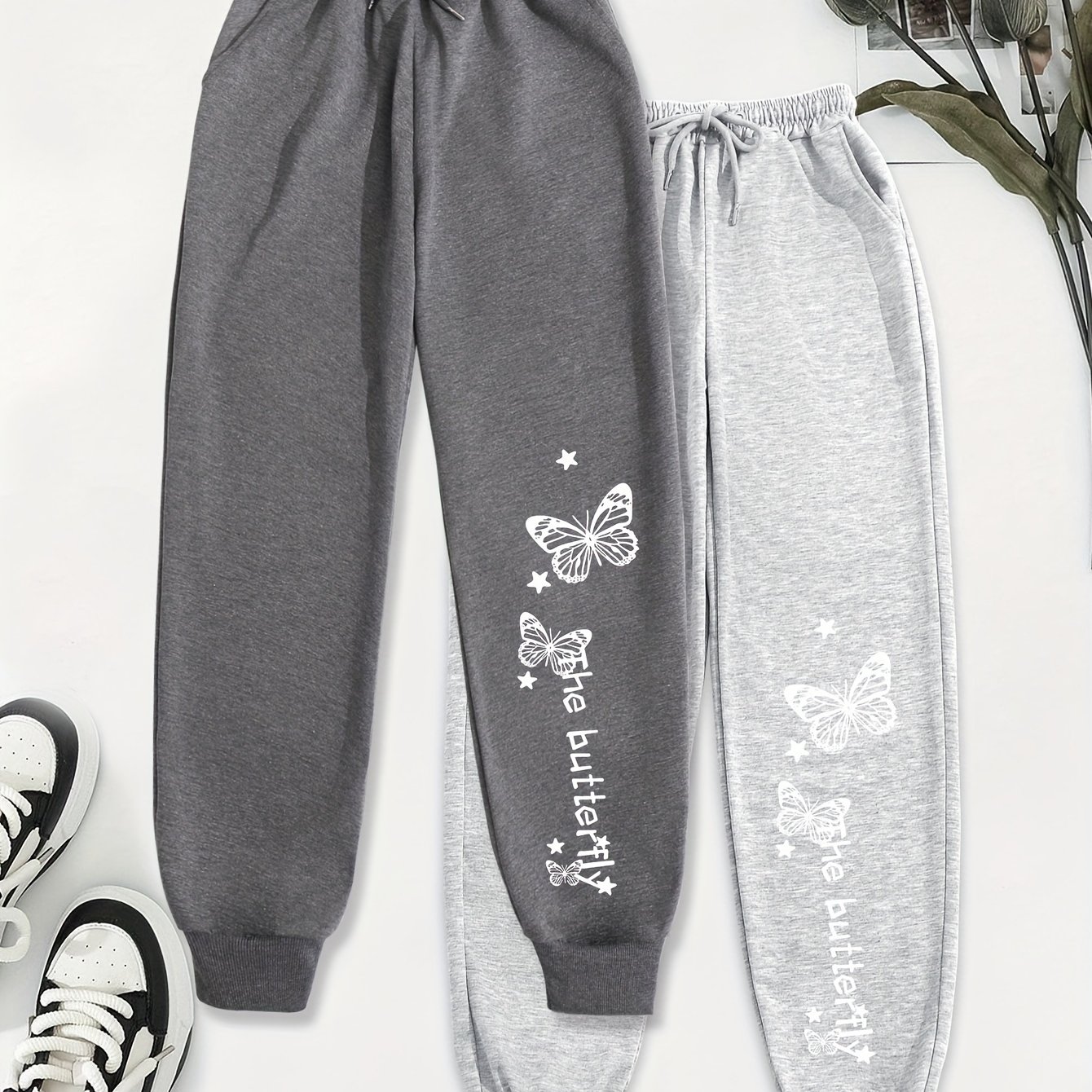 TEMU Valentine's Day 2026 New Summer Fashionable An 2pcs Graphic Print Pants, Elastic Waist Casual Pants, Women's Clothing