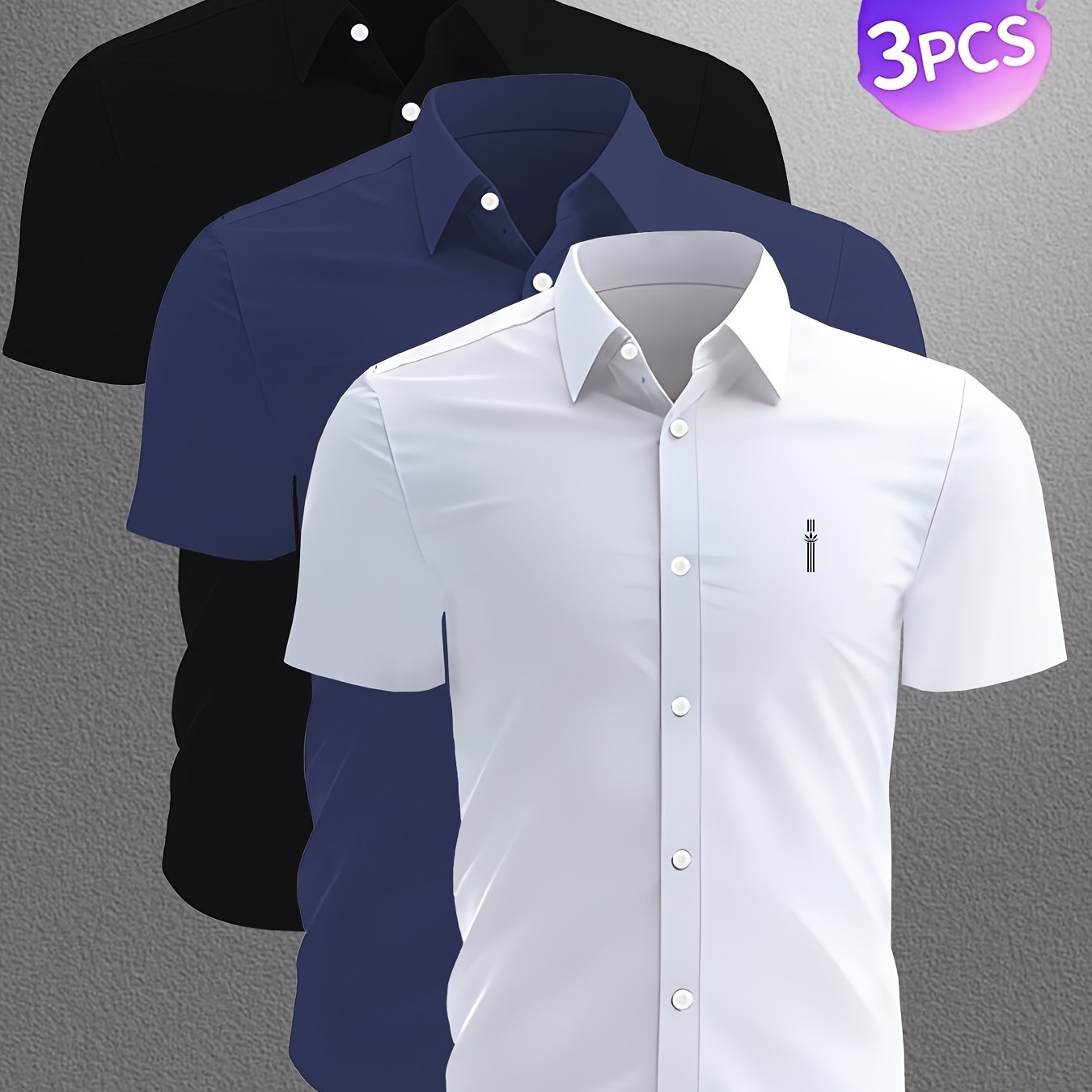 TEMU Shirt 3pcs Set Men's Golf Breathable Comfortable Short Sleeves