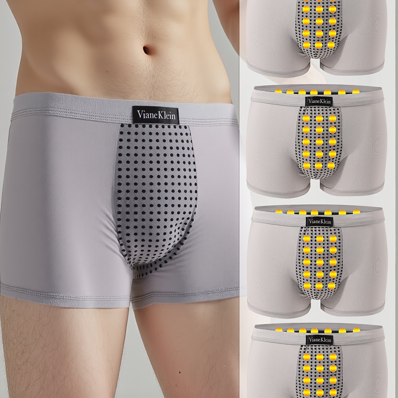 4-piecses Men's Magnetic Massage Boxer Briefs - 22 Magnets & Graphene Technology, Breathable Moisture-wicking Polyester, For Daily Casual, Sports & Boxing, New Upgrade, British Underwear