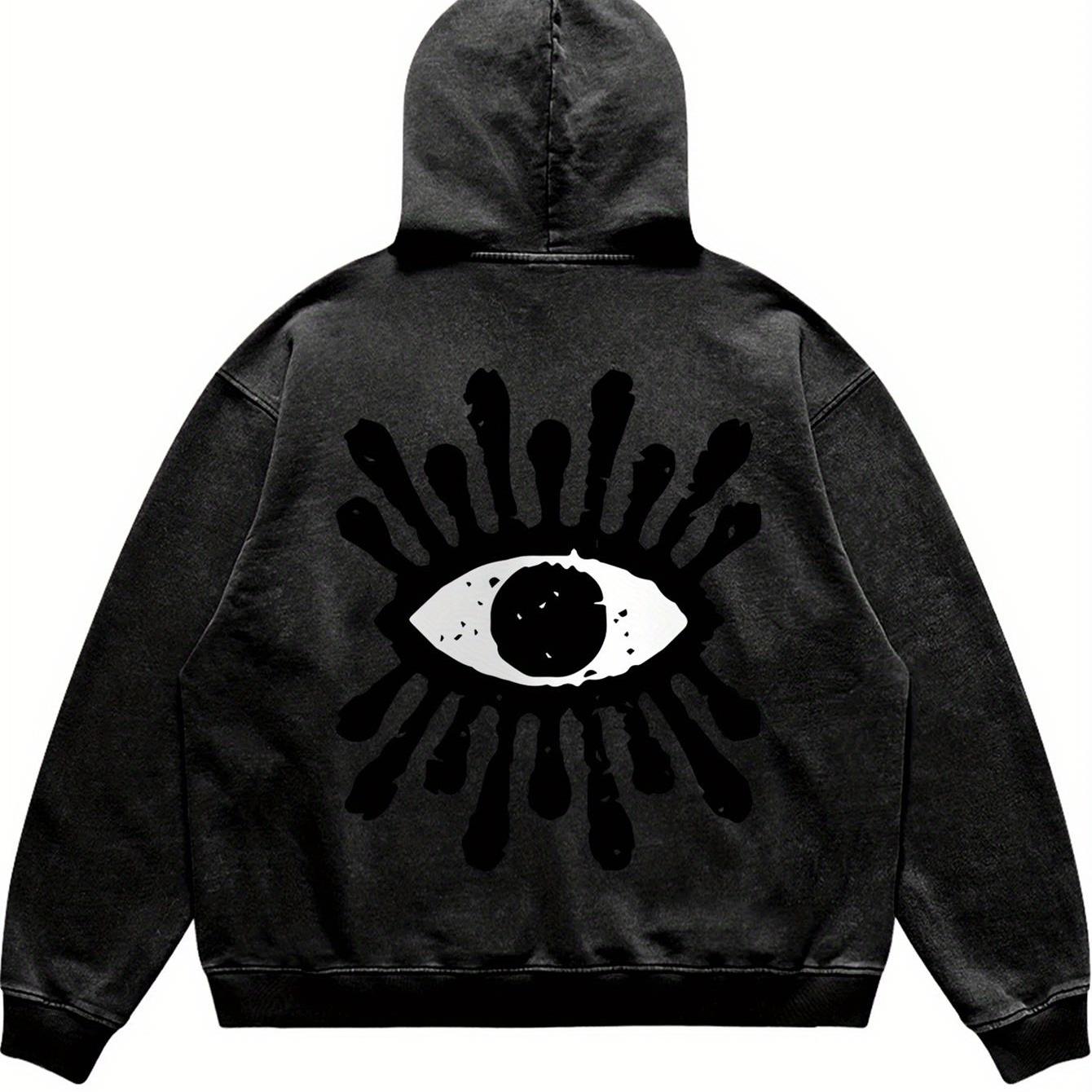 Men's & Women's Gothic All- Eye Graphic Hooded Sweatshirt | Black & White Retro Pullover, , Washable, Casual & Party Wear, Unisex Adult & Sizes