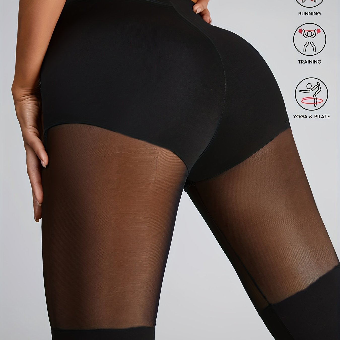 Spring, Summer, Autumn, Women's Sheer Mesh Leggings - Casual Soft Solid Color With Stretch, Machine Washable, Comfortable Leggings