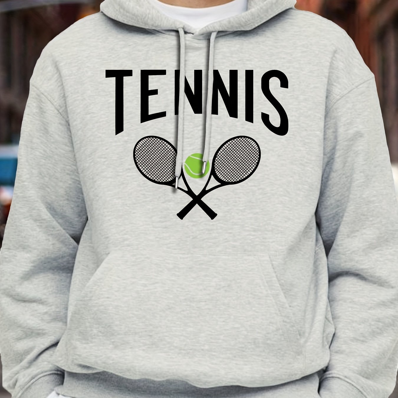 TEMU Tennis Print Hooded Sweatshirt