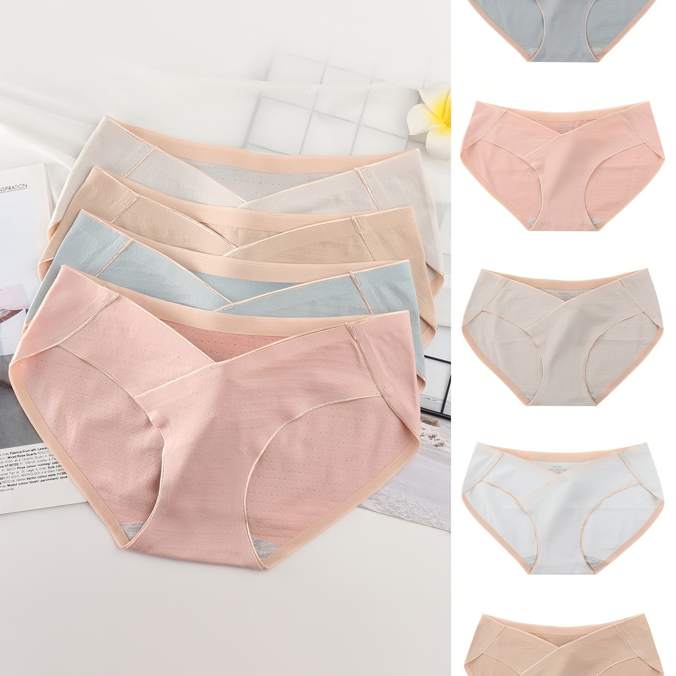 Image of 5pcs Pure Seamless Low-waist Maternity Panties For Early, Mid, And Late Pregnancy, And Postpartum , Plus Size