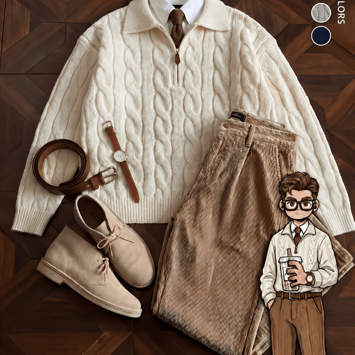 TEMU Pull en tendance automne-hiver pour hommes, polyvalent, manches longues, style décontracté mature et vintage, vêtements automne-hiver, polo à