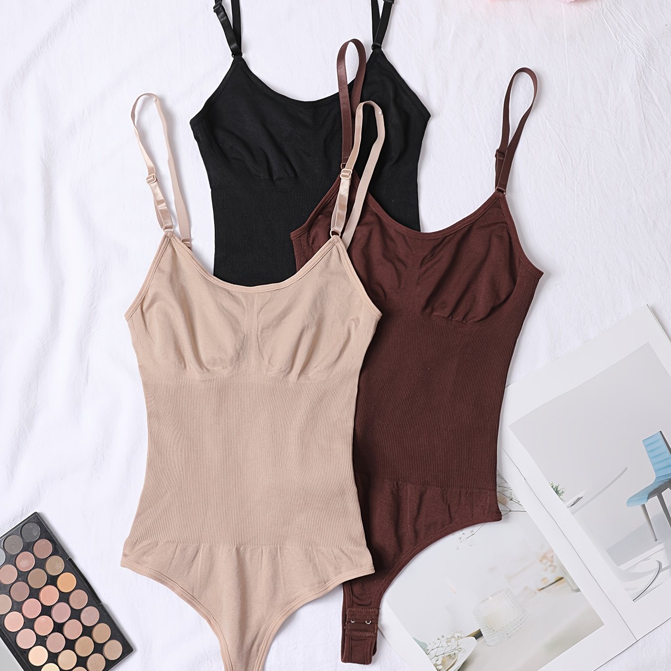 3pcs Mixed Color Seamless Bodysuit Set