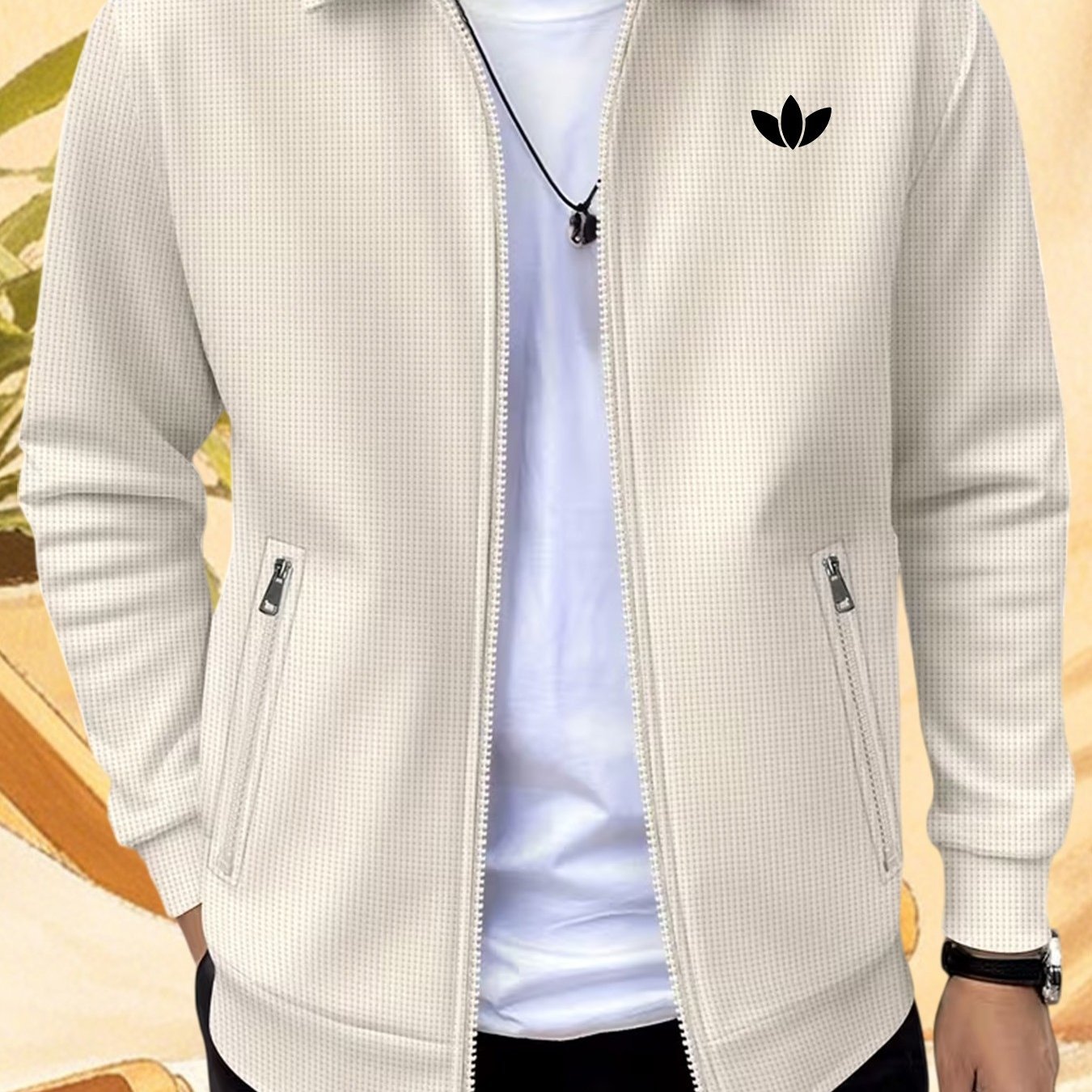TEMU Spring And Autumn Men's Jacket, Spring And Autumn Waffle Knit Coat, Versatile Cardigan