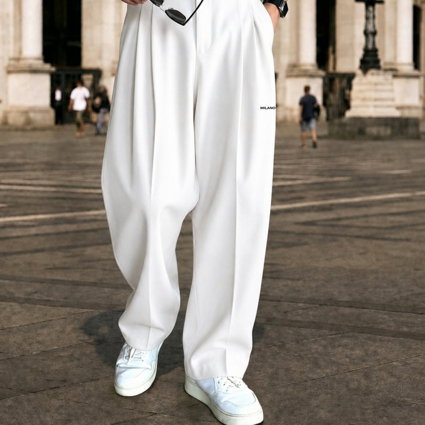 Image of Autumn Men Casual Pants Comfortable Stylish Solid Non Stretch Trousers