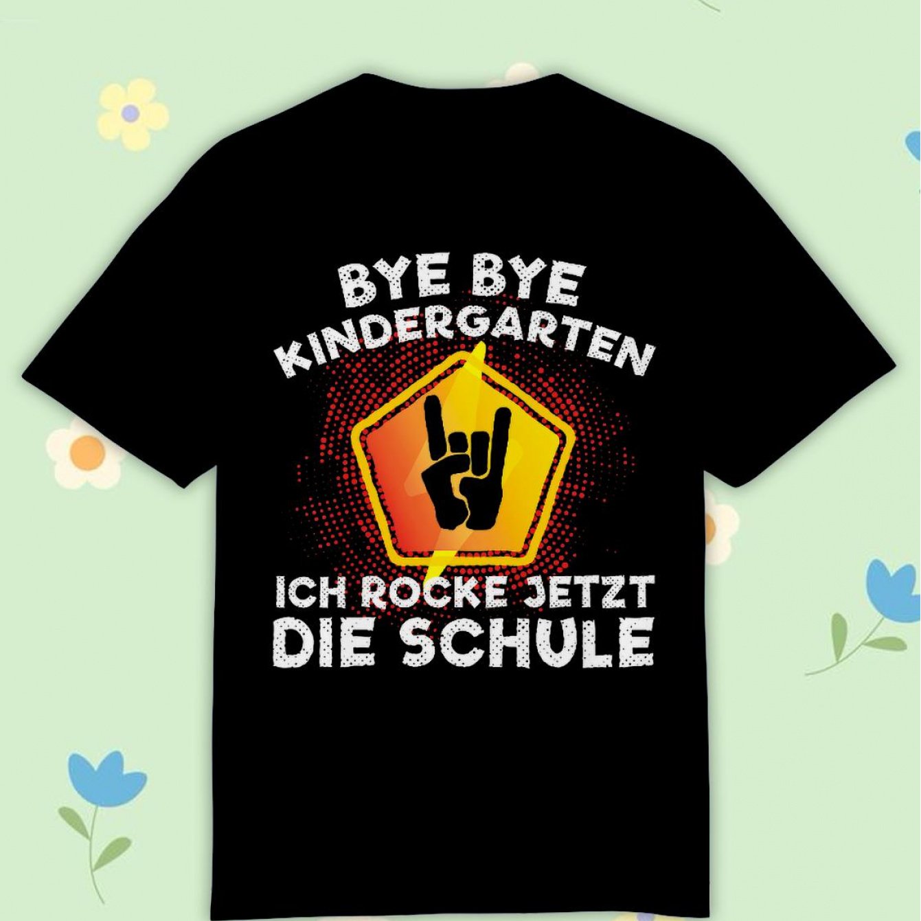 Image of Children' Tschuss Kindergarten First Day Nursery T-shirt, Black Comfortable Casual Crew Neck Tee For Boys And Girls T Shirt, 200g