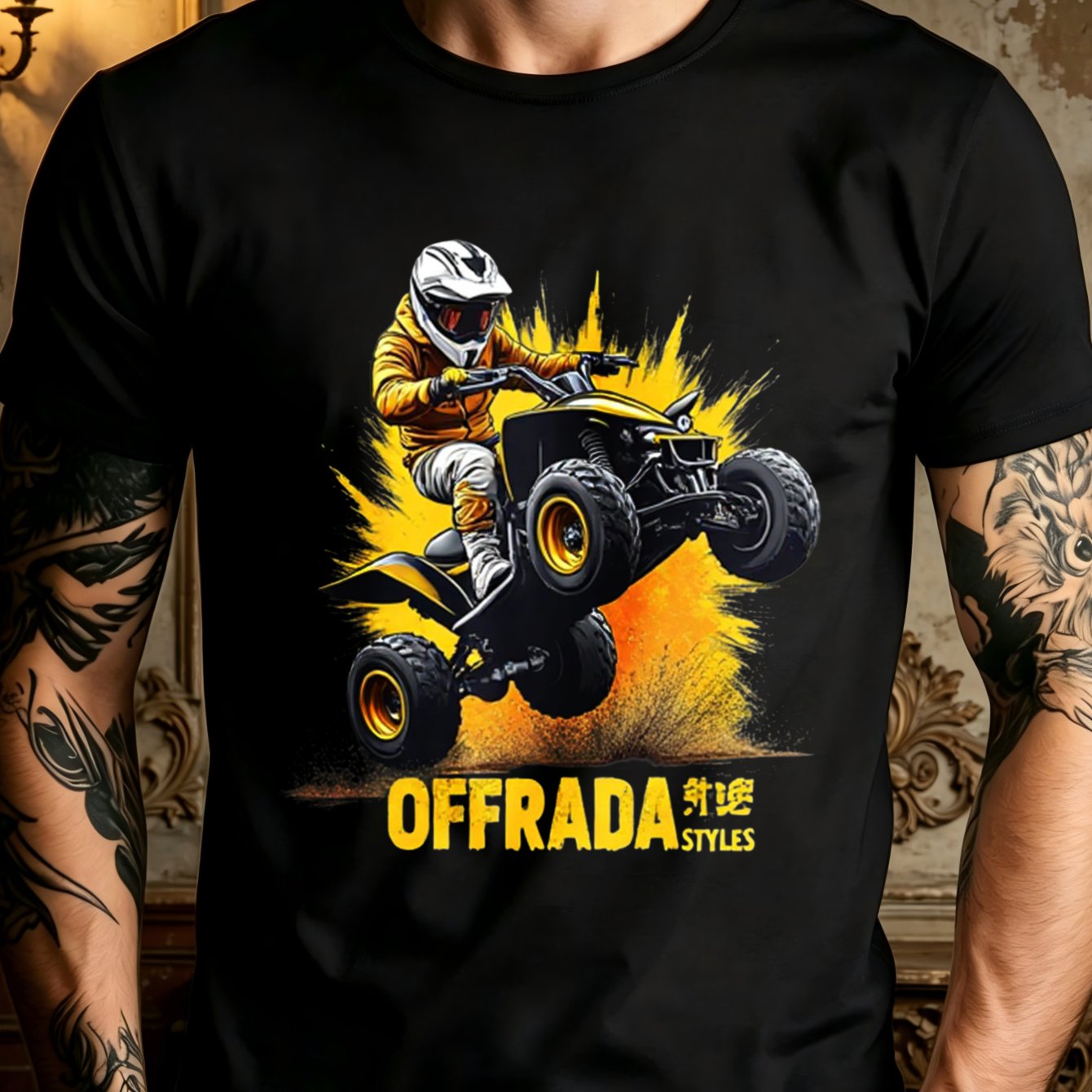 Graphic T-shirt Off-road Design With Print Durable Crew Neck Short Sve Tee Suitable For Casual Wear Motorcycle Riding Apparel