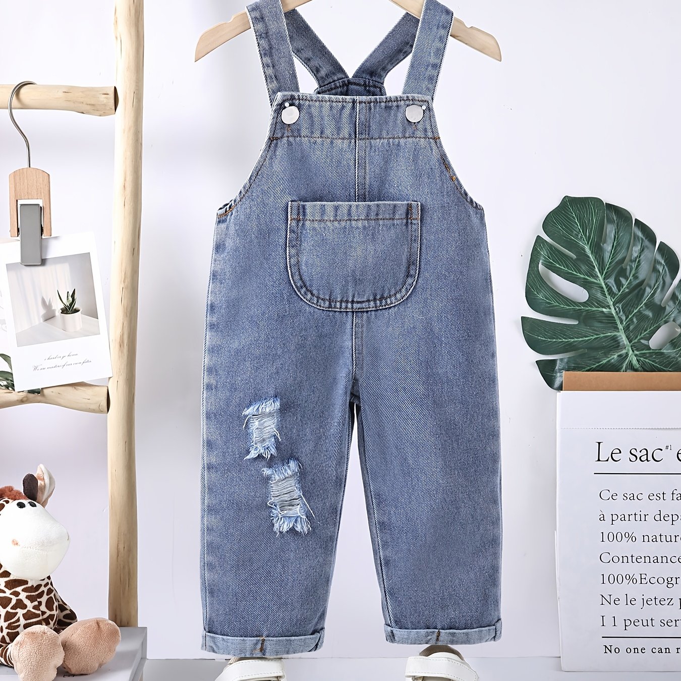 Image of Denim Overalls For Baby Boys Are A For Outdoor Wear During Christmas And Valentine's Day, Suitable For Spring And Autumn