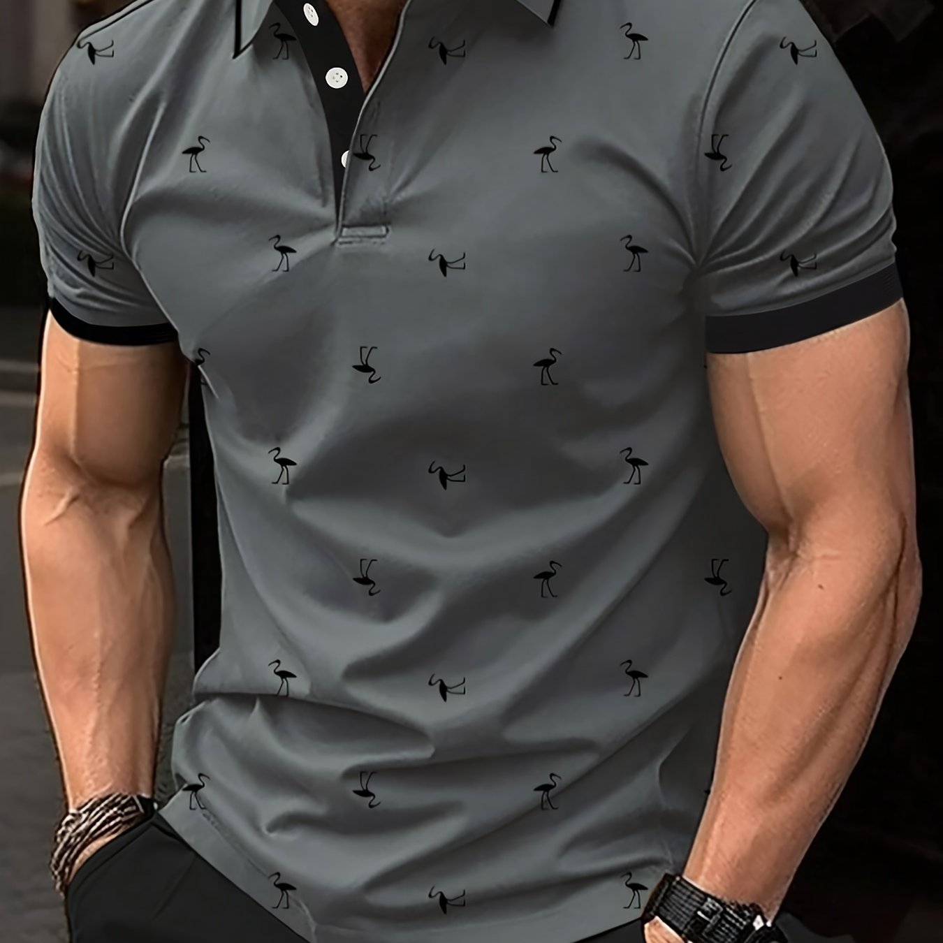 TEMU Men's Breathable Shirt - Casual & Stylish, Short Sleeve With Button Detail, Machine Washable