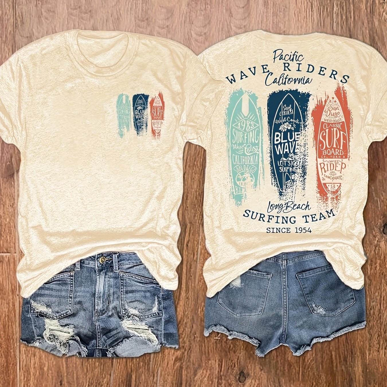 Graphic Print T-shirt, Short Sleeve Crew Neck Casual Top For Summer & Spring, Women's Clothing