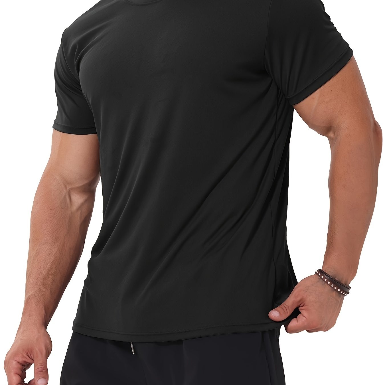 TEMU Men' , Breathable Quick-drying Casual Short Sleeve T-shirt For Workout Tennis Outdoor