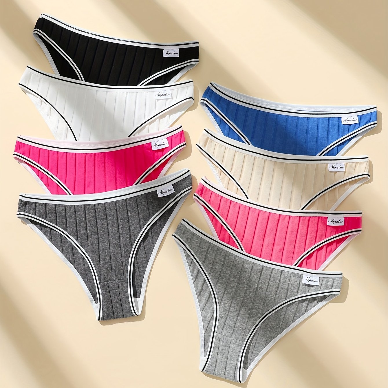 8pcs Per Pack Of Women' Color Easy Striped Underwear, Soft And Comfortable