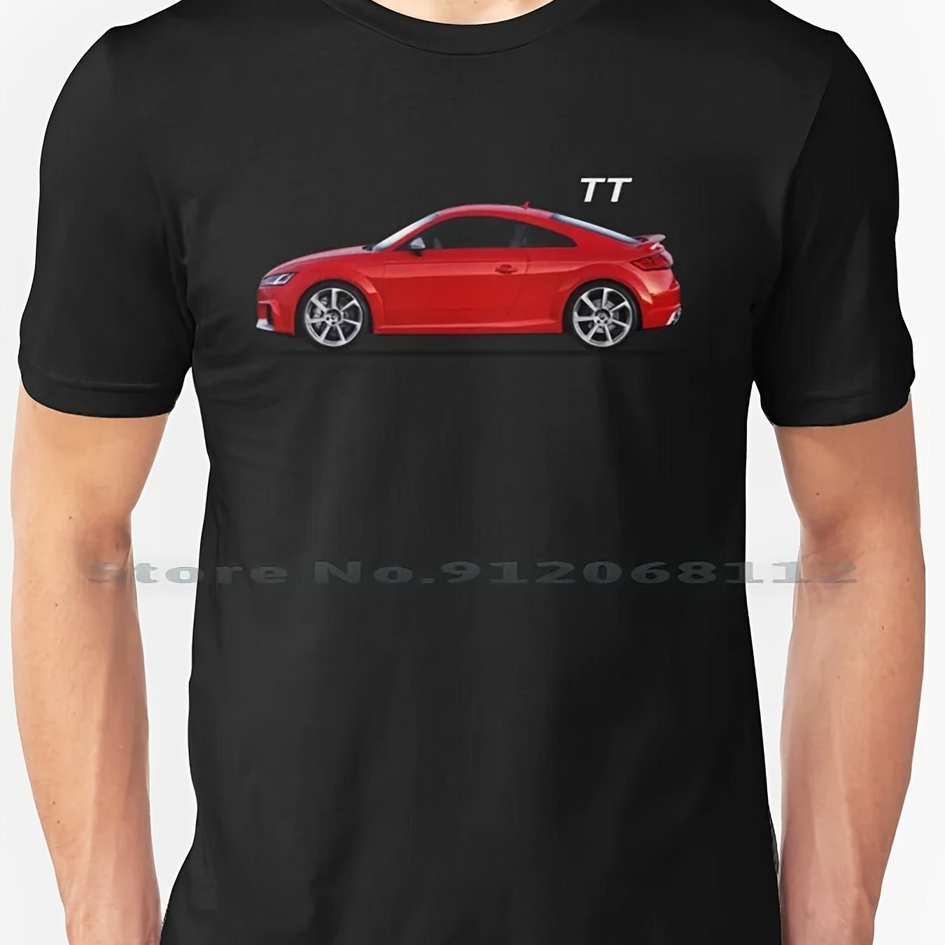 Image of Men's The Tt Coupe Car T-shirt 100 Casual Crew Neck With Red Black Automotive Design For Enthusiasts Attire