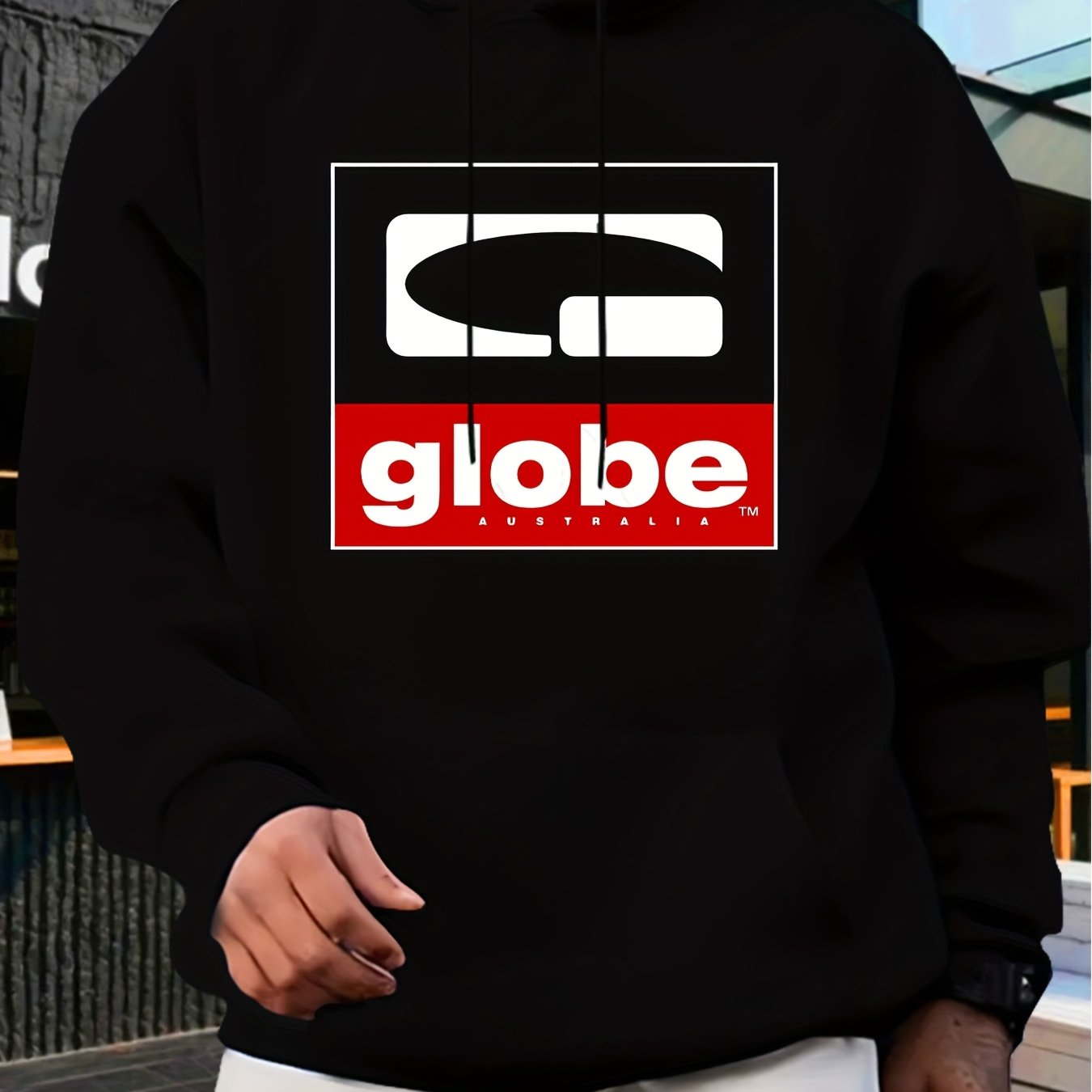 TEMU Men's Royal Blue Graphic Back Print Hooded Sweatshirt, Lettering & Logo Warm Pullover With Front Pocket Machine Washable Casual For Everyday &