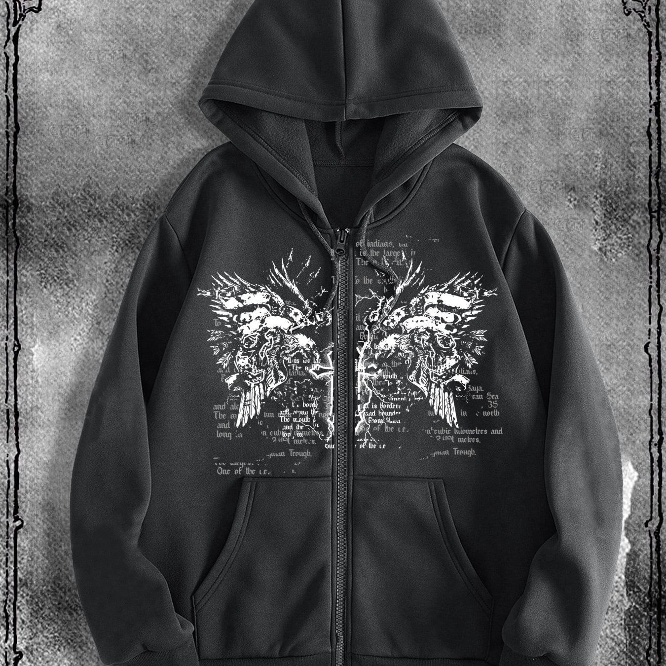 TEMU Sweat à capuche zippé imprimé de style original Y2K, un sweat à capuche zippé streetwear tendance adapté aux occasions décontractées, parfait à