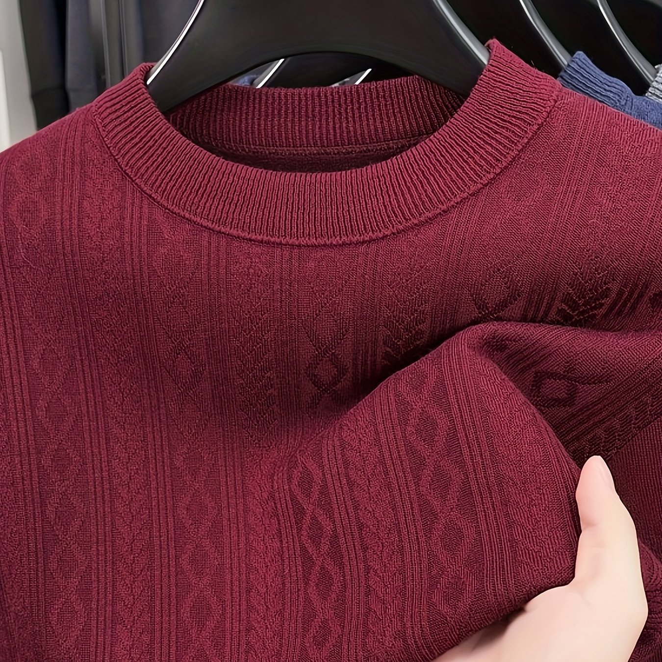 Мужскойзимнийсвитерсутепляющимфлисом-однотонныйпуловерскруглымвырезомидлиннымирукавами,мягкийтеплыйсвитердляосениизимы,повседневныйэлегантныйпредметодеждыдлямногослойности,трикотаж