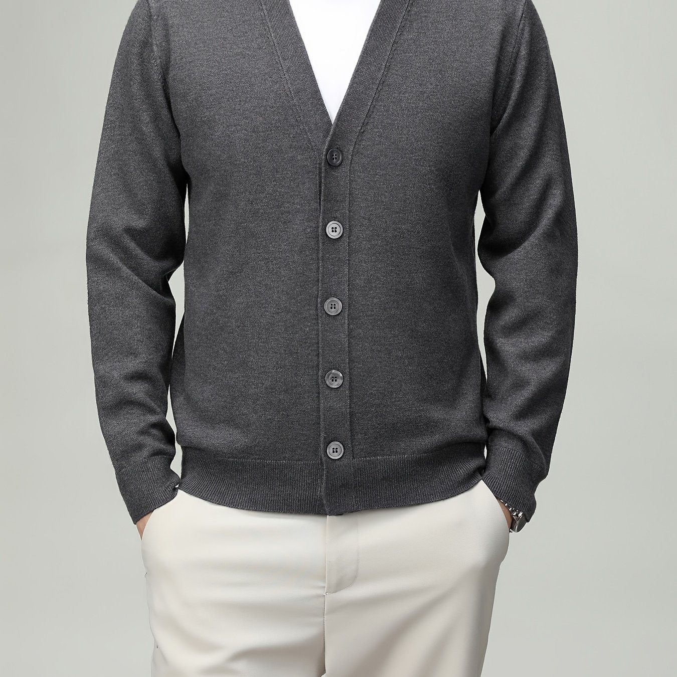 TEMU Men's Autumn/ Button Knit Cardigan, Soft And Warm, Suitable For Casual, Business, Sports, Solid Color, Simple, Elegant, Versatile, Knit Top