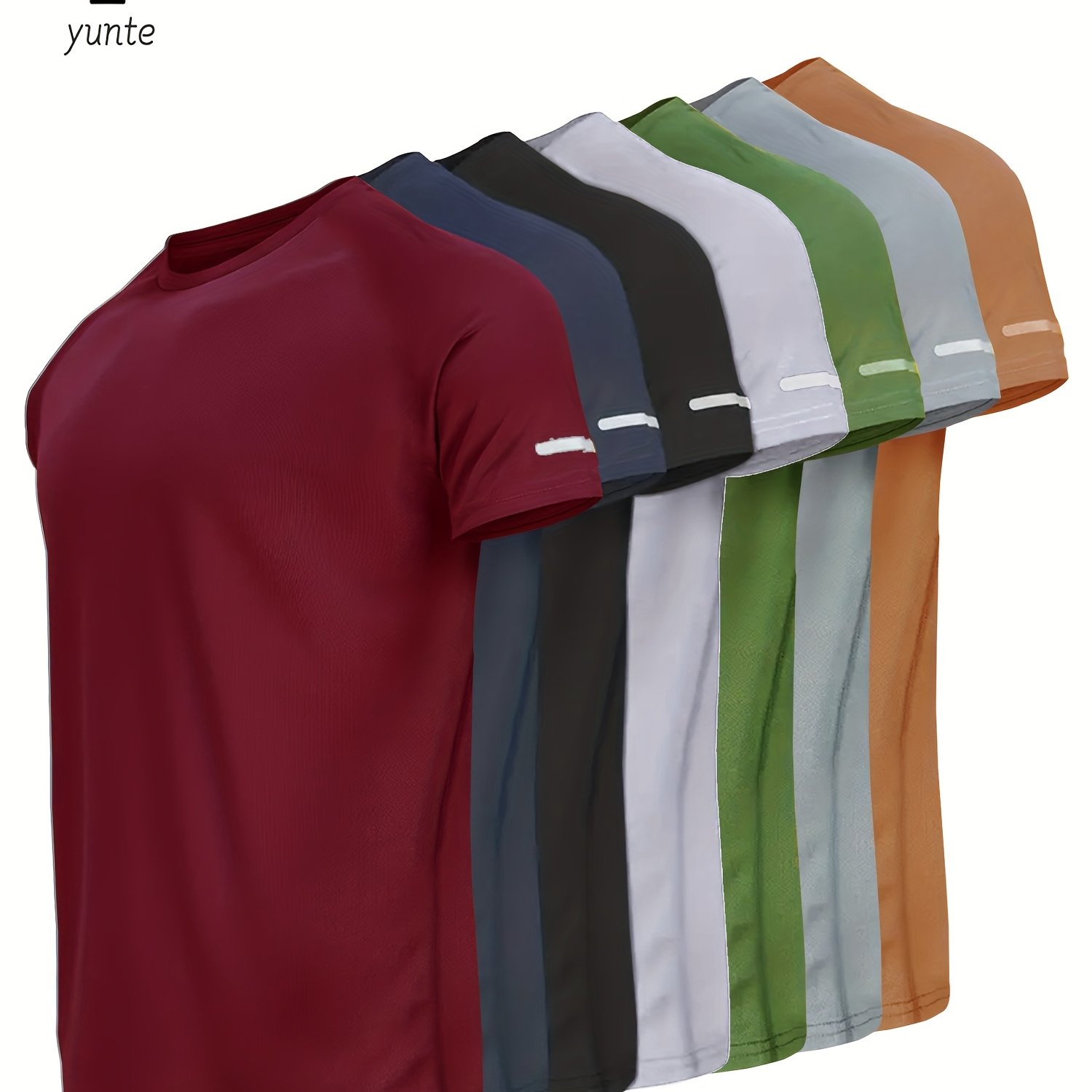 TEMU Ensemble de 7 T-shirts de sport pour hommes, imprimés, décontractés, à séchage rapide avec bandes réfléchissantes, respirants et à séchage