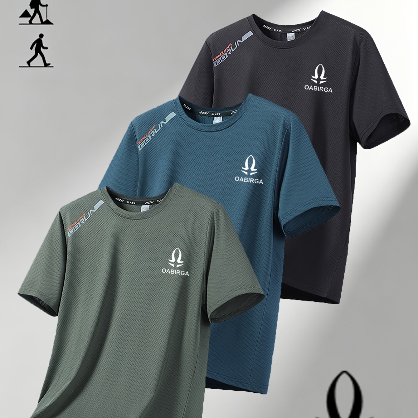 TEMU 3pcs Men's Plus Size Extended T-shirts, Plus Size Round Neck Short Sleeve Summer T-shirt, Casual Top, Summer Thin Quick-dry Sunscreen Print