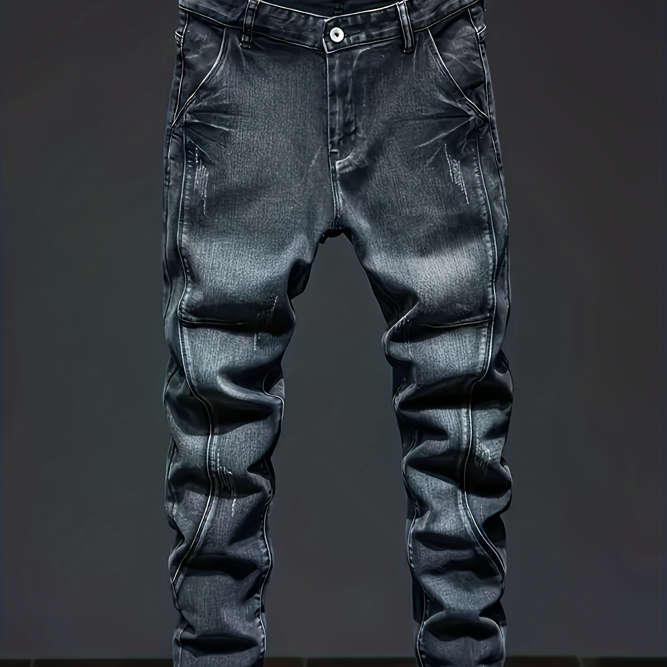 Image of 229 Stretch Straight-leg Trousers, High-waisted Slim-fit Men's Denim, Three-dimensional Tailoring And Style, Heavily Washed Smoke Grey, Slanted Pocket For A Casual And Easy Look