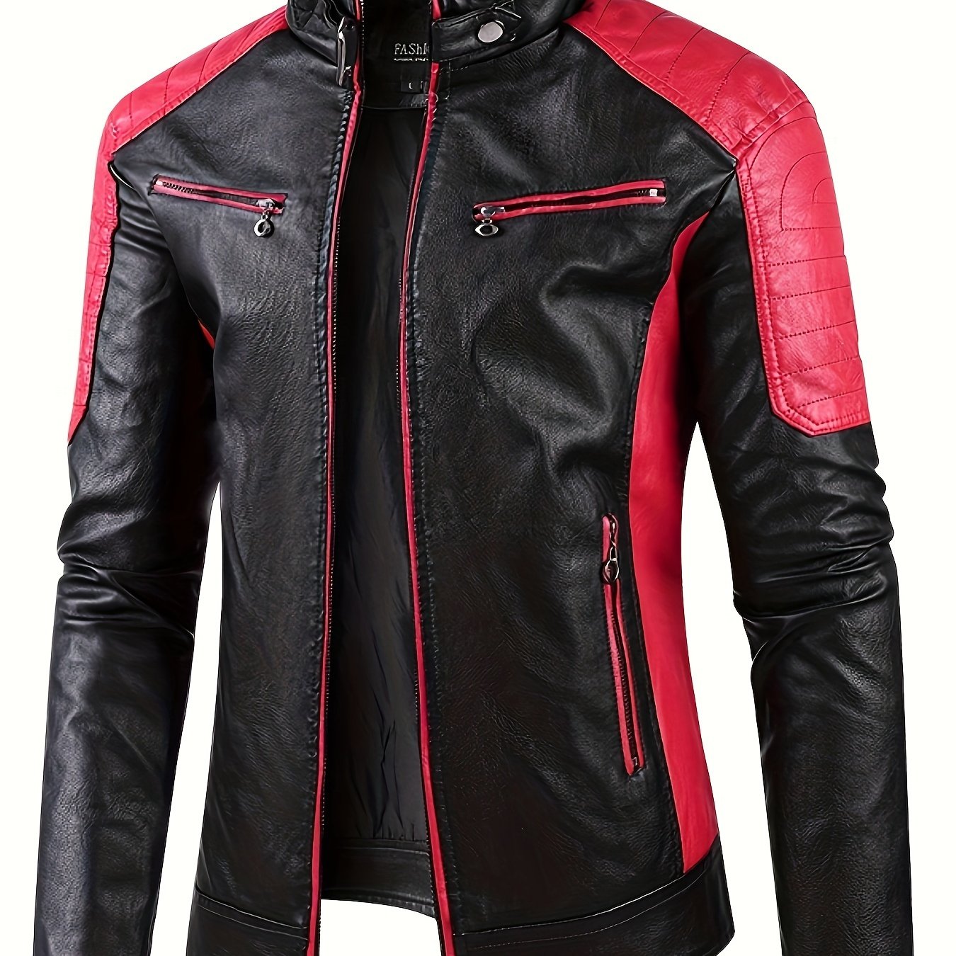 TEMU Chaqueta de PU sintético para hombre,imprescindibles para el frío