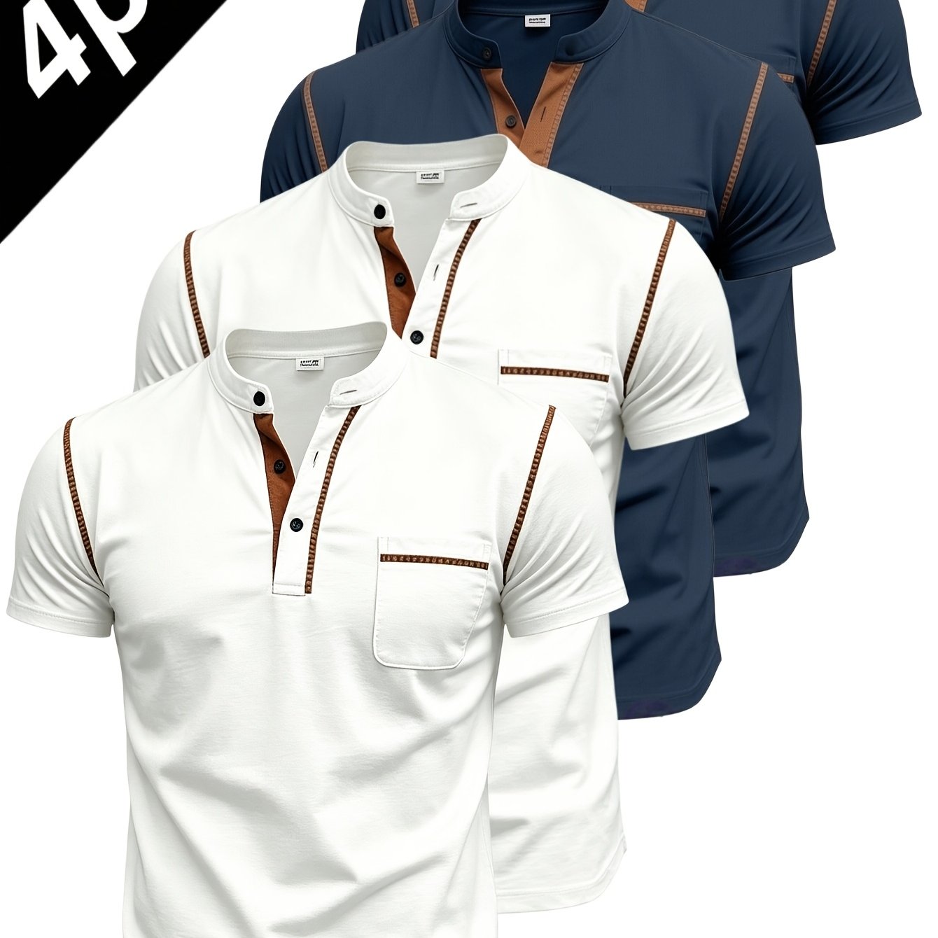 TEMU 4pcs Men's Summer Short-sleeve T-shirts - Comfortable And Breathable - Suitable For Daily Wear