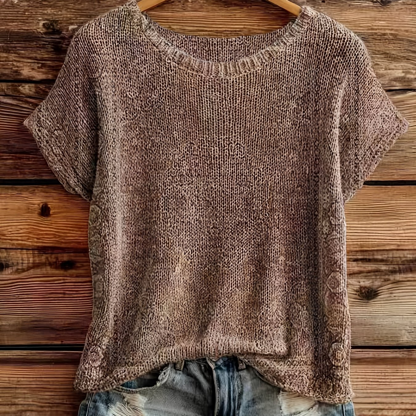 E-shop Bedrucktes Design - Strukturierte Frühlings-/Sommermode Neuer Pullover Rundhalsausschnitt Ärmelloses Damenoberteil Flacher Digitaldruck Trend