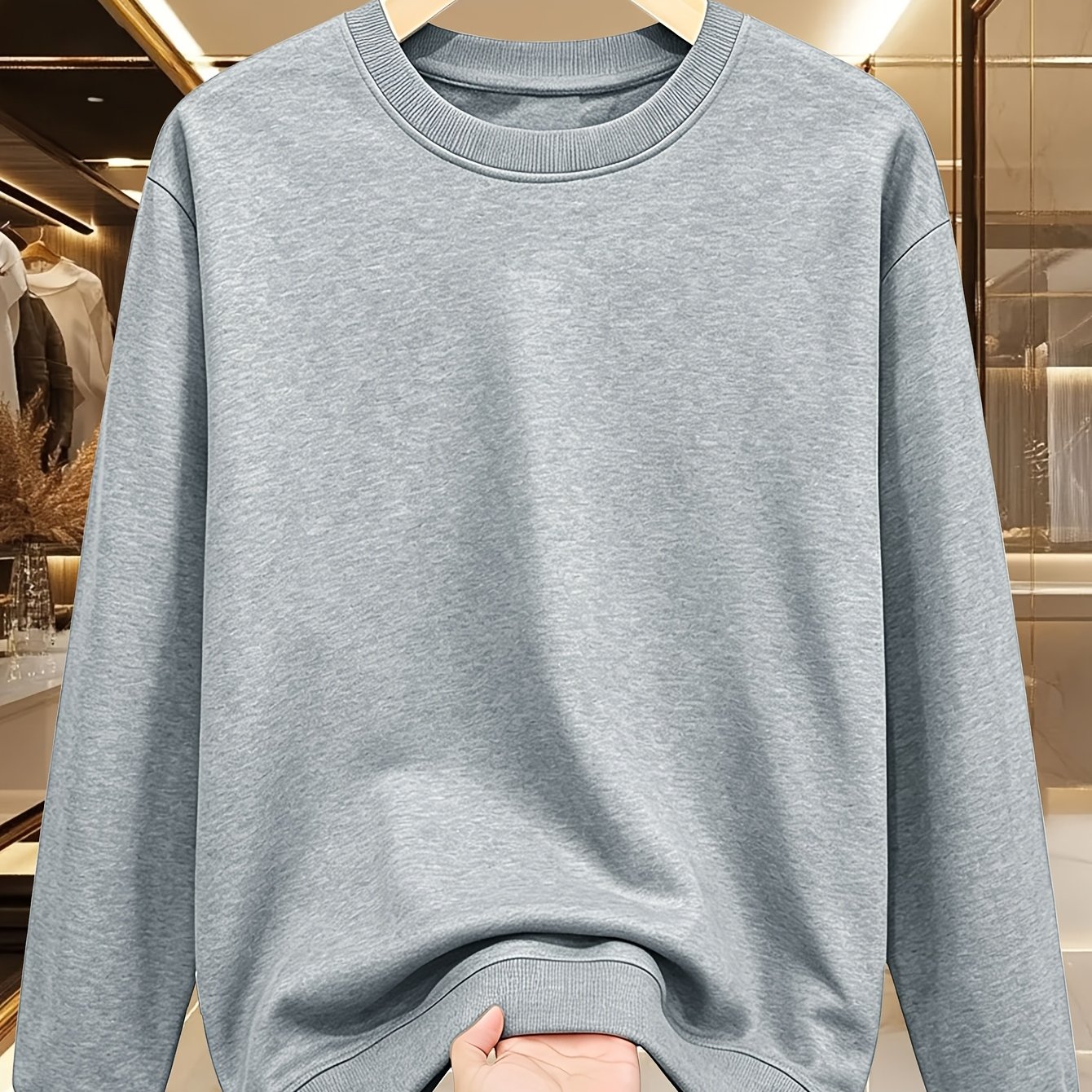 TEMU Men's Loose Neck Long Sleeve Sweatshirt, Unisex Streetwear Instagram Trendy Couple's Top, Versatile Casual Pullover For Daily Commuting And