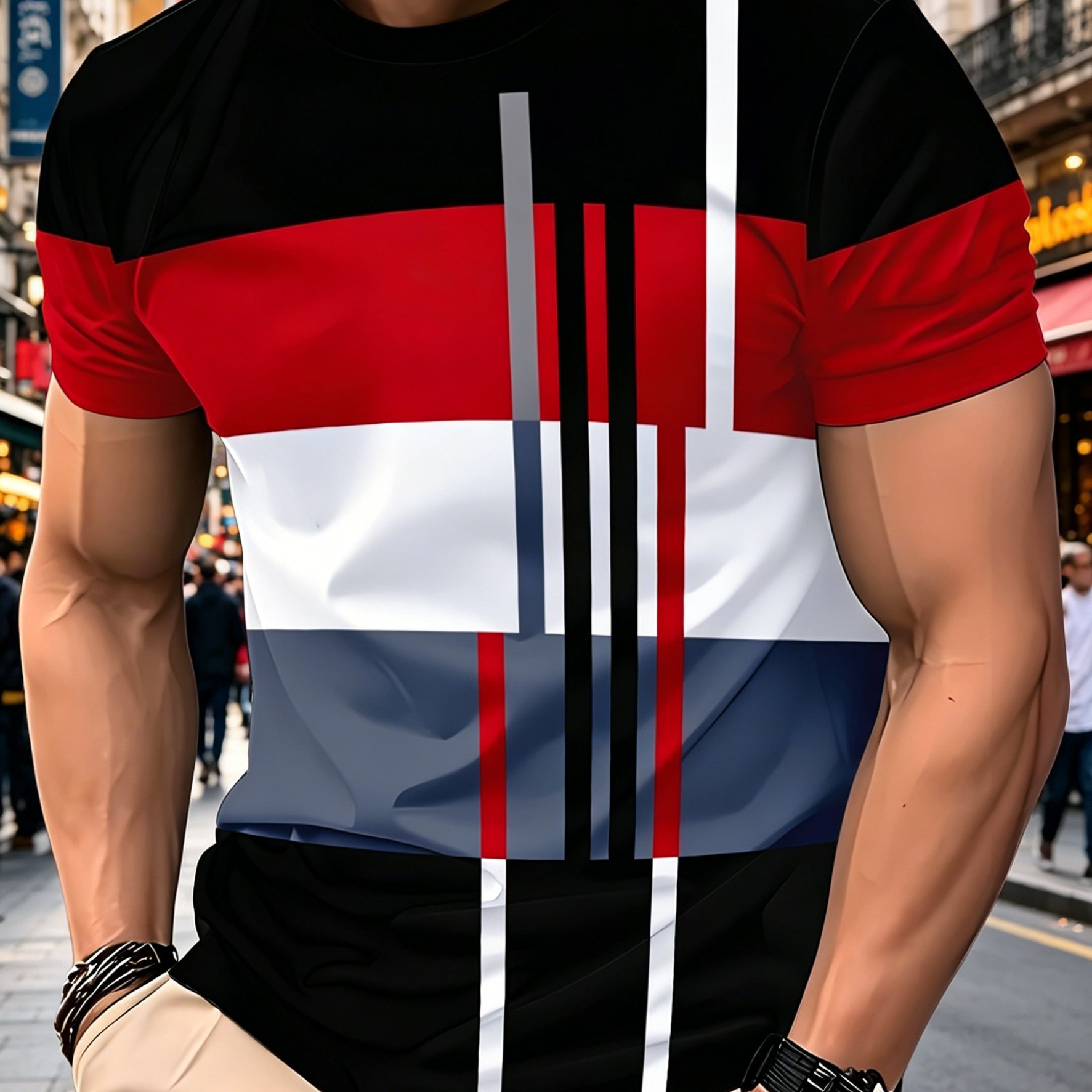 TEMU Men's T-shirt, Men's Fashion T-shirt, Breathable And Soft Fabric, Machine Washable