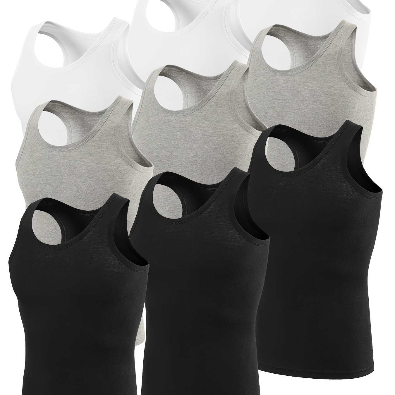 9-pc Assorted Color Men's Tank Tops, Men's All- Sports Fitness Slim- Layer Elastic Summer Sleeveless Racerback Undershirts