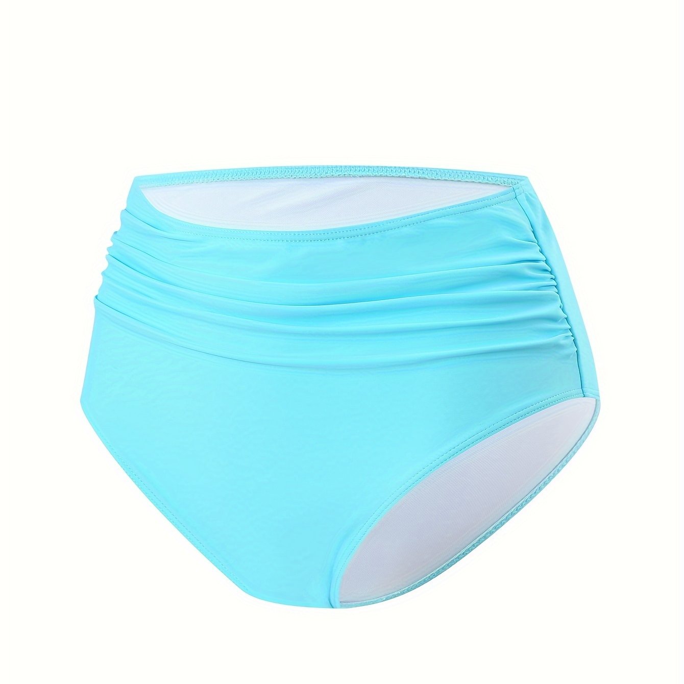 E-shop Damen High-Waist Türkis Blaue Bikini-Unterwäsche – Vollständig Bedeckende Badehose mit Bauchkontrolle, Dreieck-Bikini, Maschinenwaschbar &
