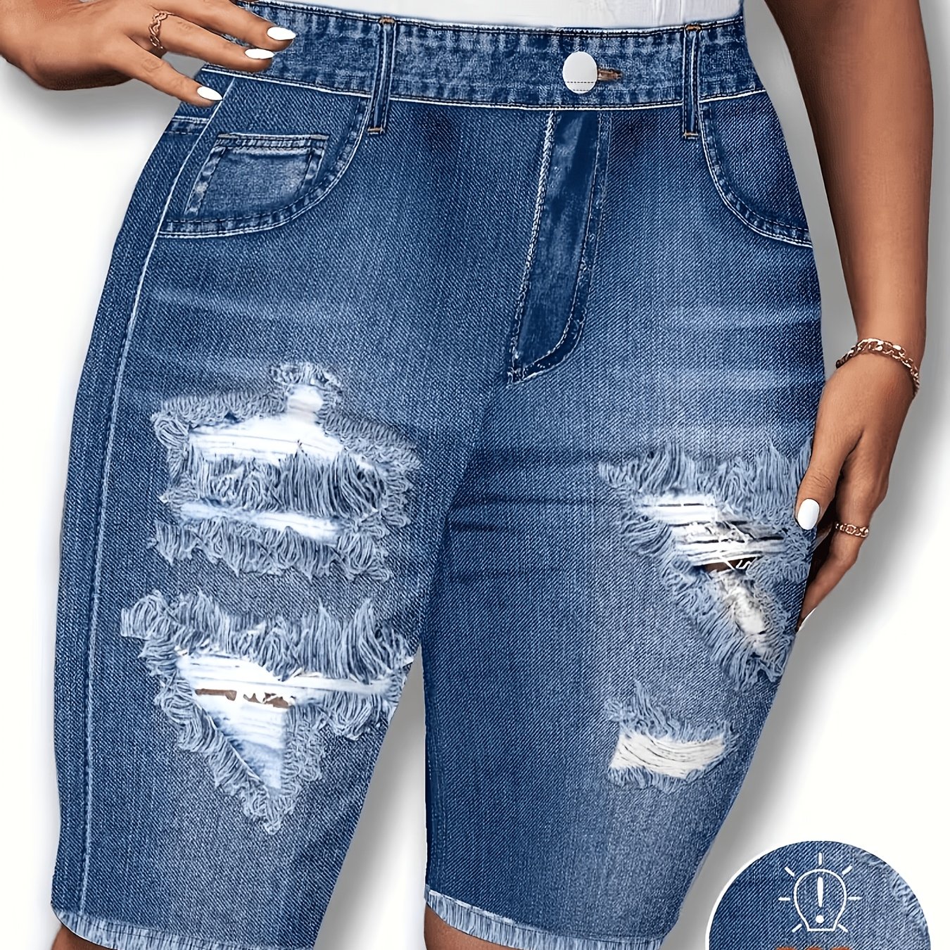 TEMU Plus Size, Plus Size Women's Summer Versatile Shorts With Full-body Printed Effect, Elastic And Close-fitting Summer Shorts, Comfortable And