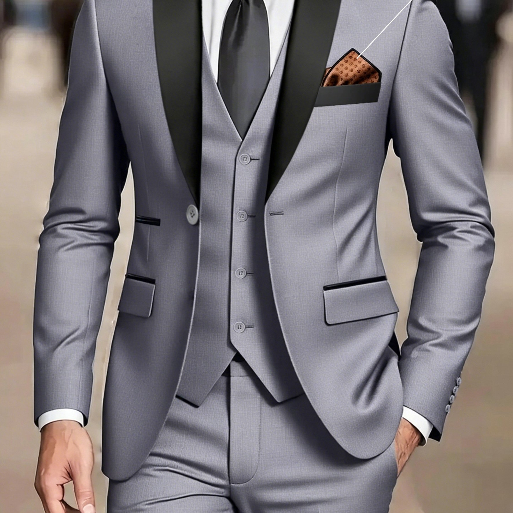 TEMU Ensemble de costume pour homme, 3 pièces, blazer, gilet et pantalon, tenue d' pour garçon d', élégant et tendance, hommes de qualité supérieure,
