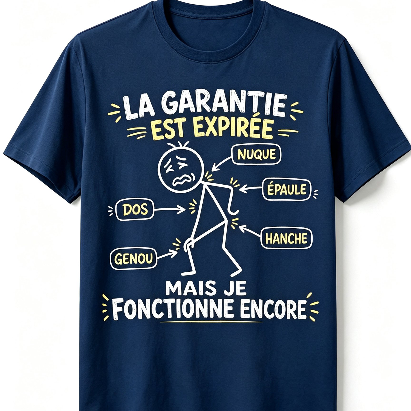 TEMU T-shirt Homme Col Rond Manches Courtes Imprimé Stickman Amusant Français Décontracté