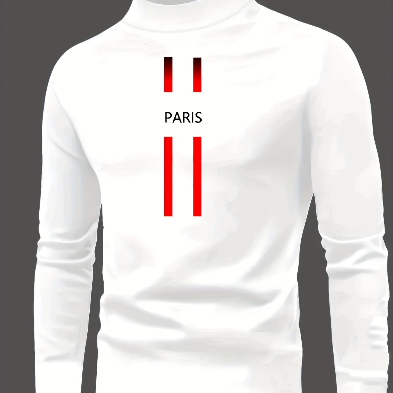 TEMU Men's - High Neck Long Sleeve Shirt - Slim Fit Top With External Collar, Multi- Wear For, Casual & Layering (machine Washable, -)
