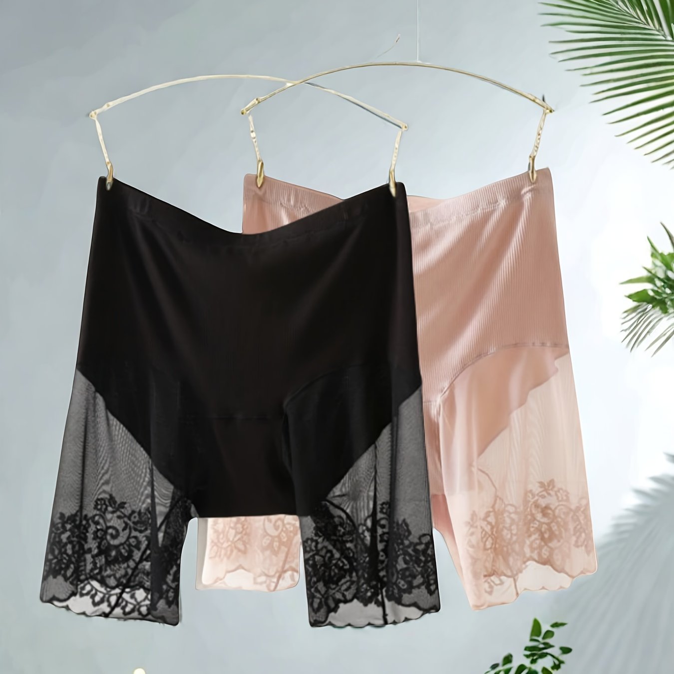 Image of 2-pack Women's High-waist Briefs, Nylon High-stretch Women's Boxer Briefs, Lace Fashion Women's Underpants/leggings That Worn Without Inner Panties