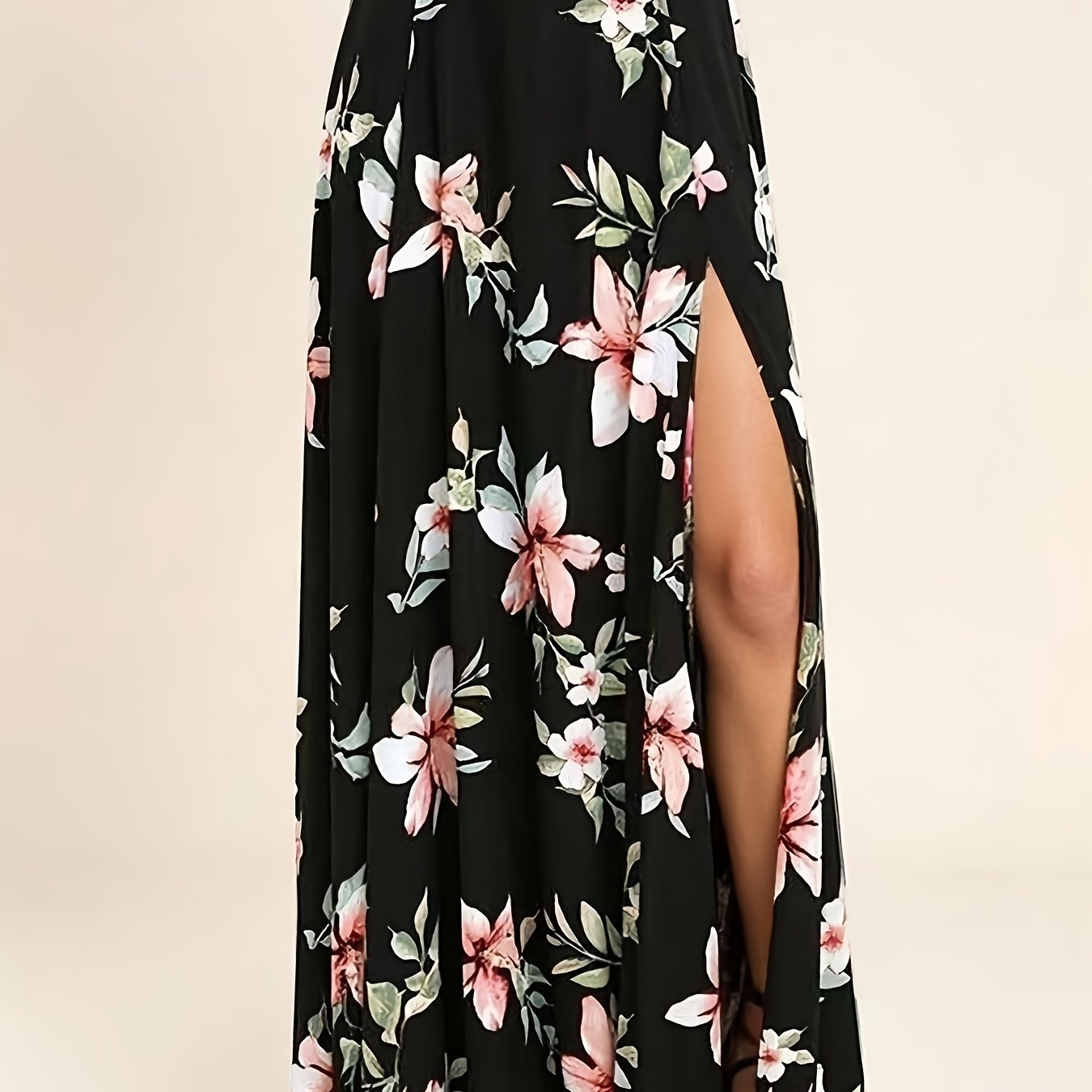 TEMU New Printed Slit Maxi Skirt, Flowy Vacation-style Long Dress