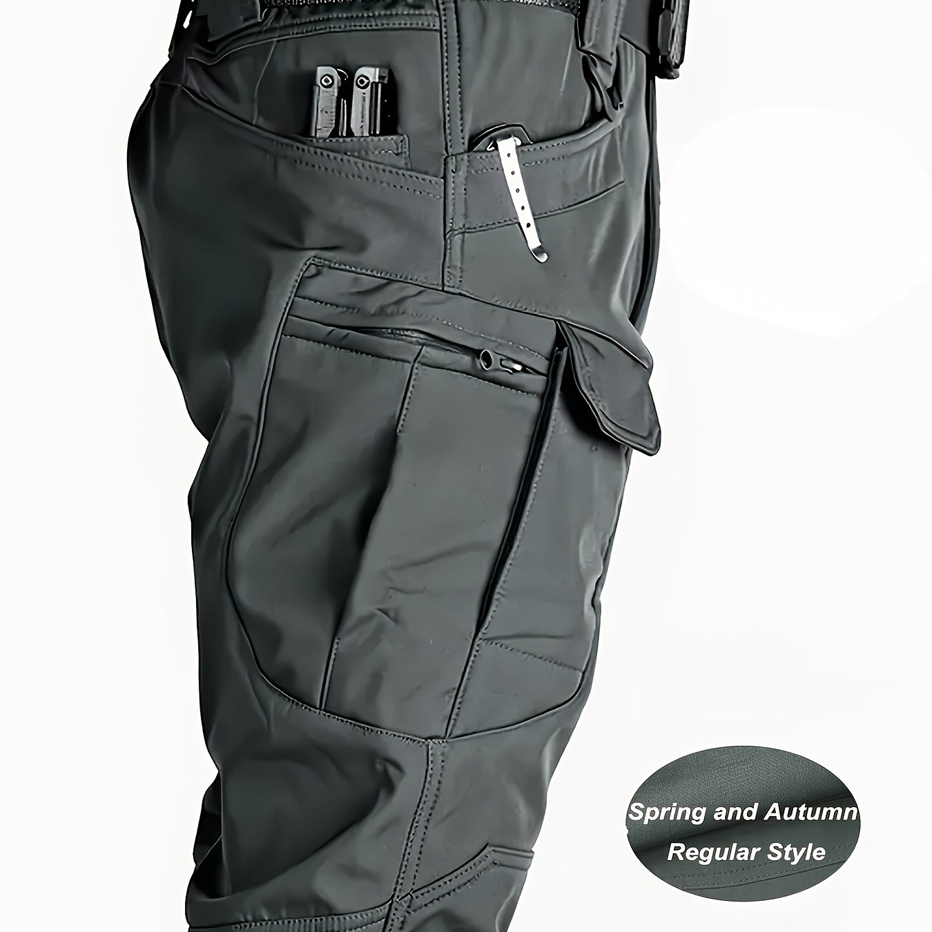 TEMU Pantalones cargo de hombre elásticos con múltiples bolsillos - Pantalones largos negros para senderismo y trekking al - Pantalones casuales