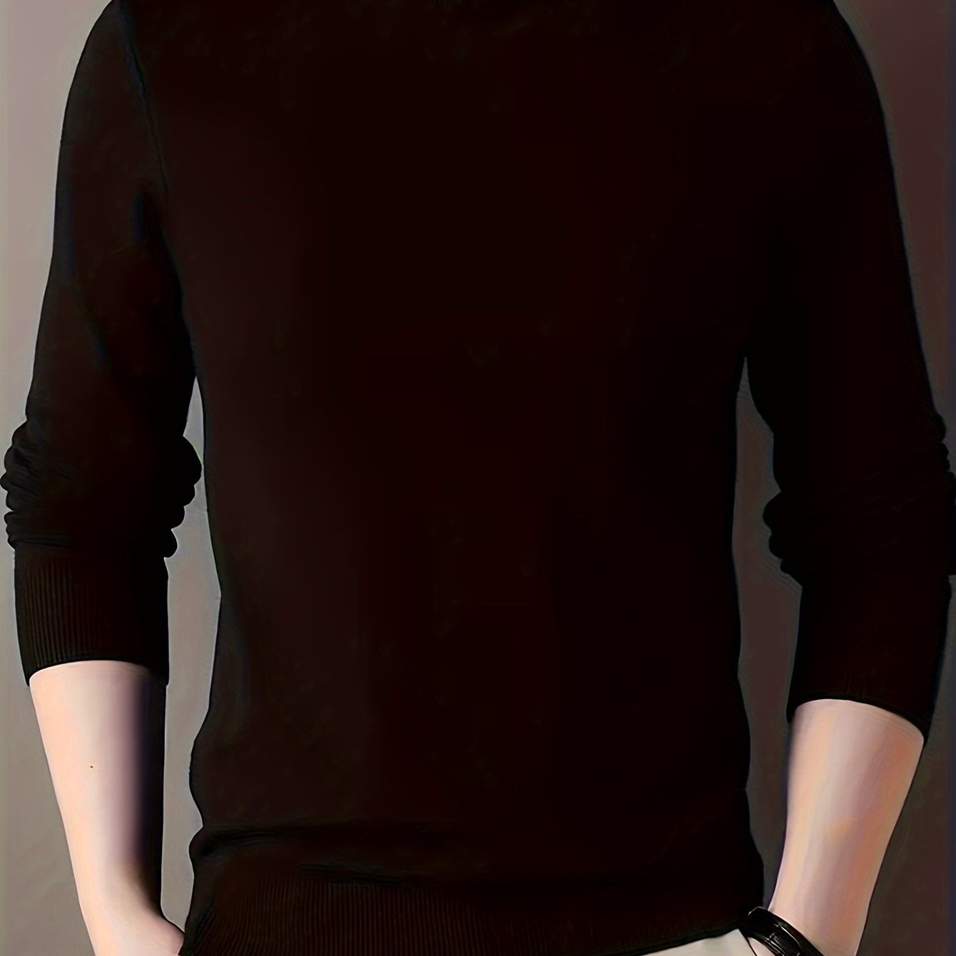 TEMU Suéter de Punto con Cuello para Hombre, Color Sólido - Nueva Llegada Otoño/Invierno 2024, de moda, elegante y , , ideal para el otoño e invierno