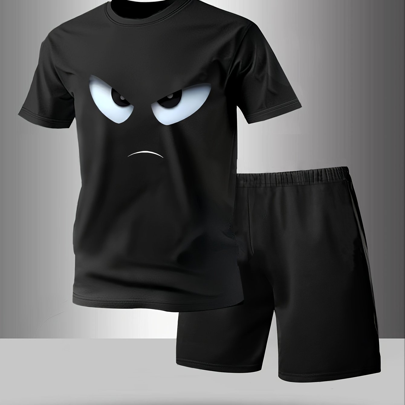 Men's 100% Cotton Pajamas, Spring/summer Short Sleeve And Shorts Set, Fashionable Geometric Pattern Loungewear