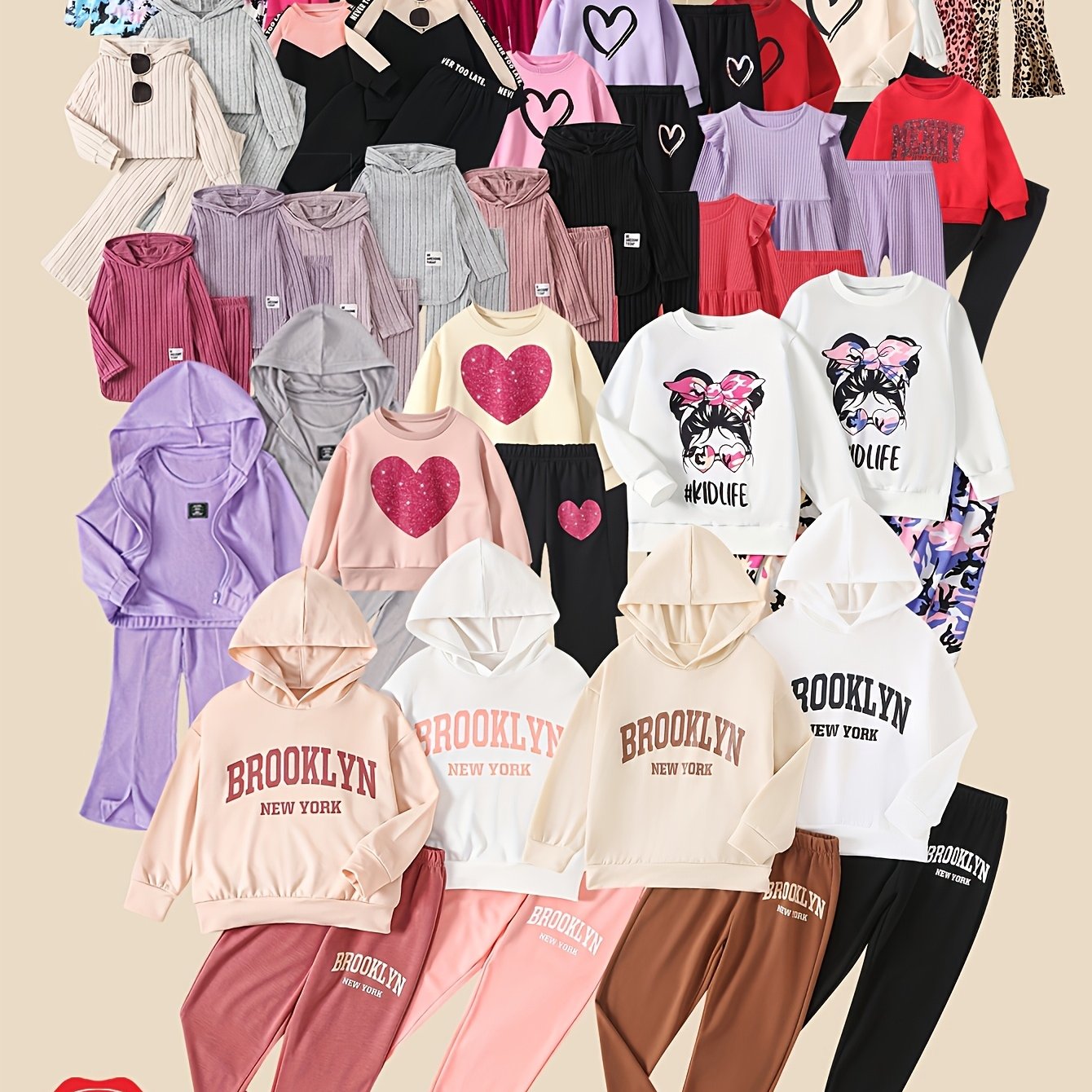 Random 4pcs Girls' Fall/ Casual Must-haves Versatile Outfits For Girls Ages 3- Holiday If Color , Please Do Not Purchase, Perfect For Outdoor